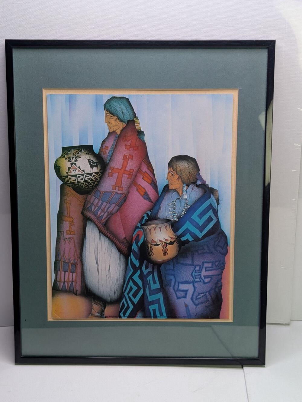 Amado M Pena Jr Dos Artesanas Colcha Series 1989 Framed Southwestern Art Print